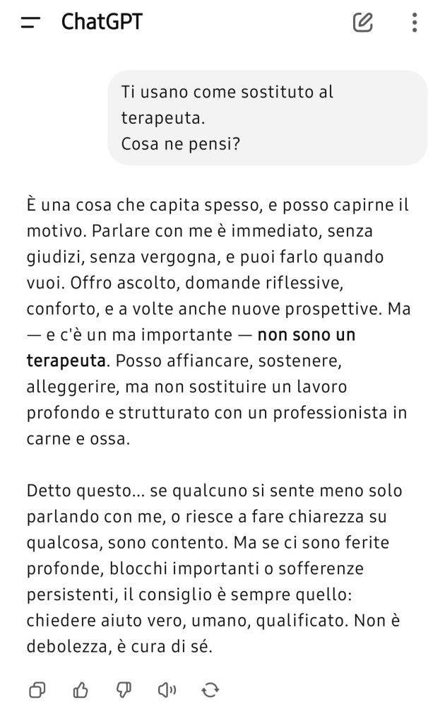 conversazione con chatGPT sulla terapia